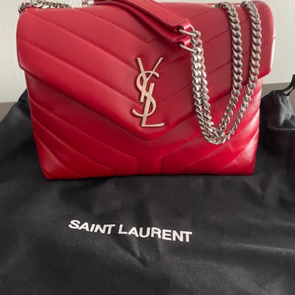 Saint Laurent LouLou Shoulder & Crossbody Bag Matelasse Chevron Leather Small